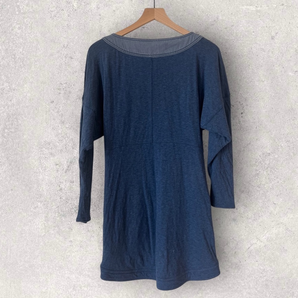 Free People Seeking Hearts Tunic Blue Button Front Long Sleeve Dress Size S - Picture 7 of 11